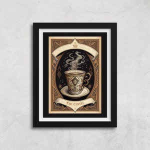 Der Kaffee Tarot Karten Poster, mystischer Kunstdruck, Tarot Druck, Tarot Kartendruck, printable digitaler Download