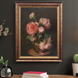 Pintura de flores cambiantes, Academia oscura, Arte floral vintage de la pared, Impresión de arte antiguo, Arte de la pared de la granja, Pintura al óleo botánica cambiante