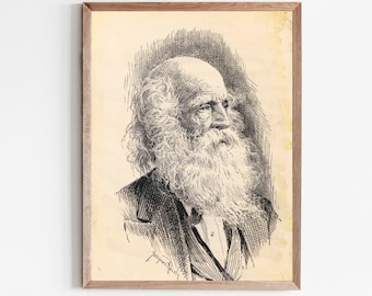 Vintage Skizze des alten Mannes, druckbare Kunst, antike Mann Porträt Kunstdruck, Figur Studie Zeichnung, Vintage Porträt, schwarz und weiß