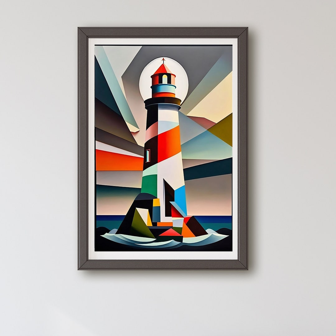 Coastal Wall Art, Lighthouse Décor, Abstract Lighthouse, Modern ...