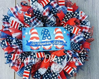 Patriotic Wreath, Americana Wreath for front door, 4th of july, Mesh Wreath, Summer Wreath, Military, Red White and Blue