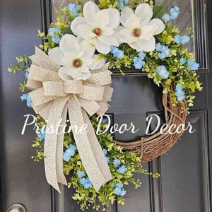 Everyday Welcome Wreath, Farmhouse neutral year round wreath for your door, porch decor, welcome wreath, Home Wreath, Magnolia Wreath