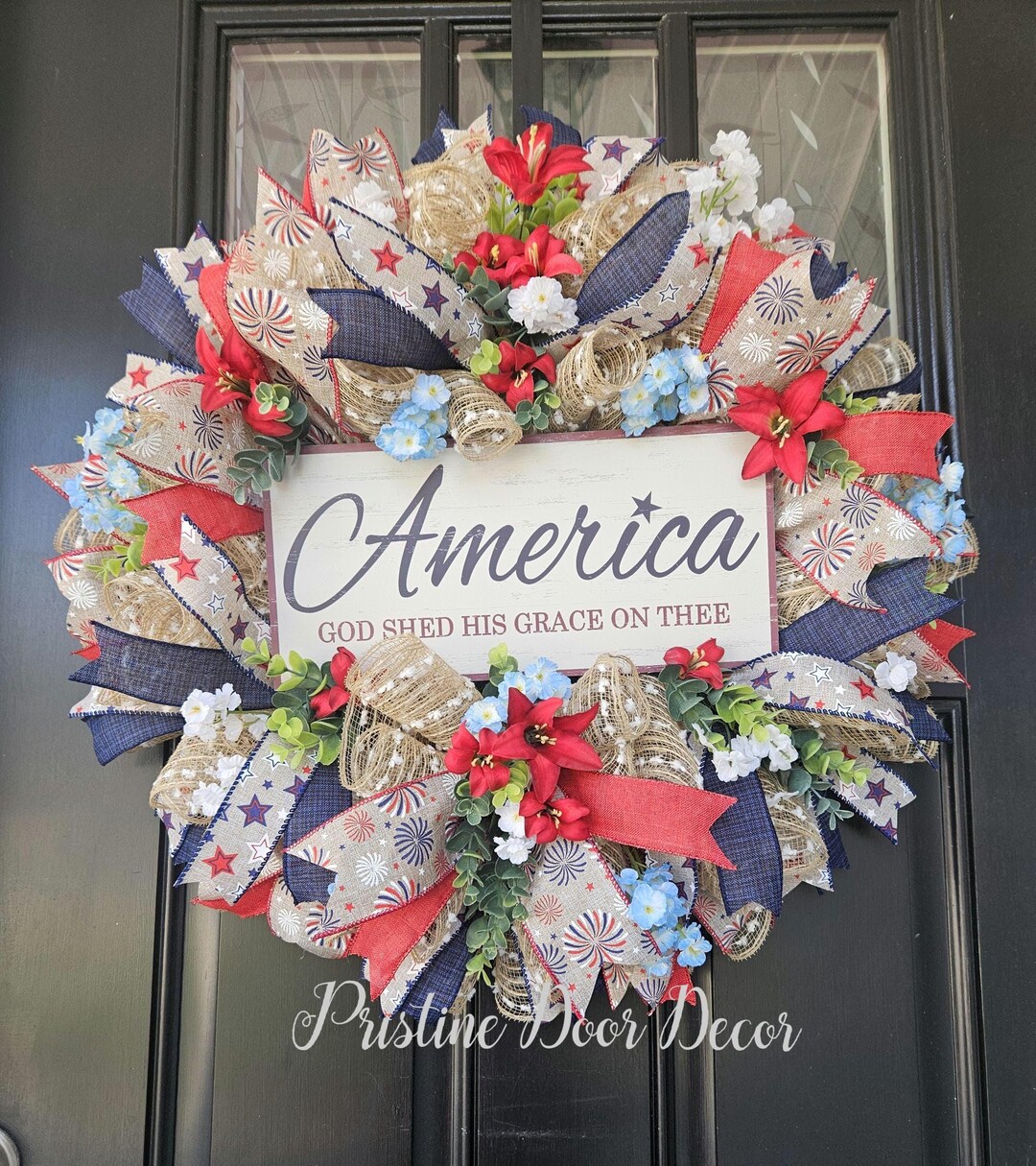 Patriotic Wreath, 4th of July Wreath, Home Wreath for Front Door ...