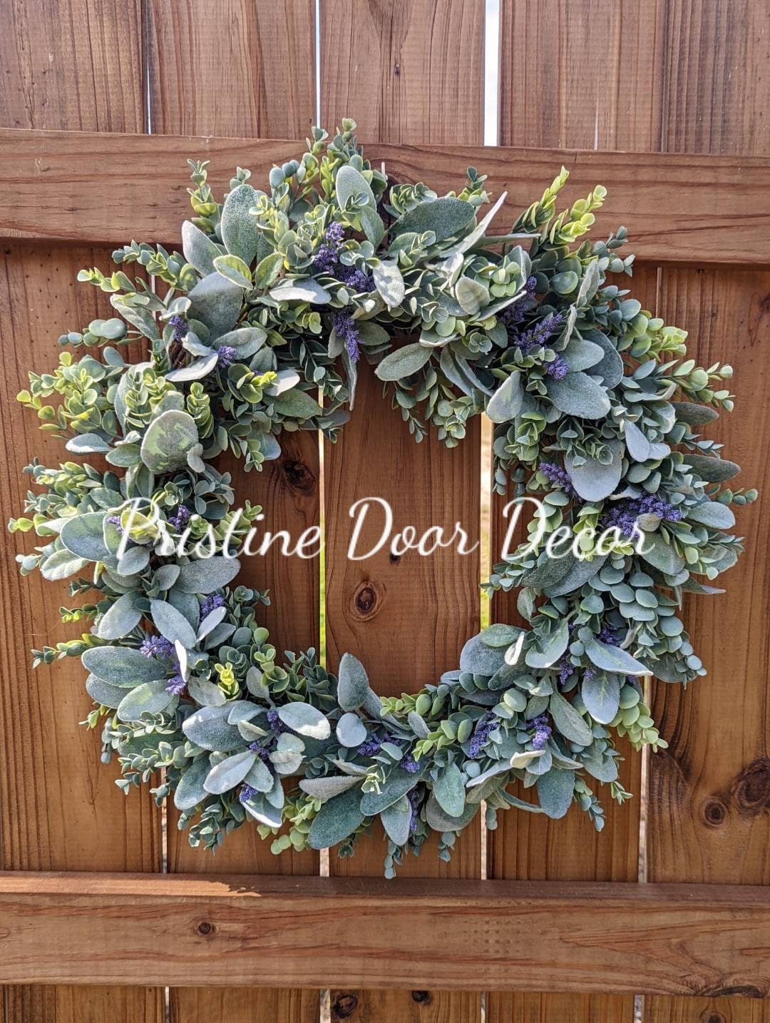 24" All Year-round Eucalyptus Wreath, Lambs Ear Wreath, Lavender Wreath ...