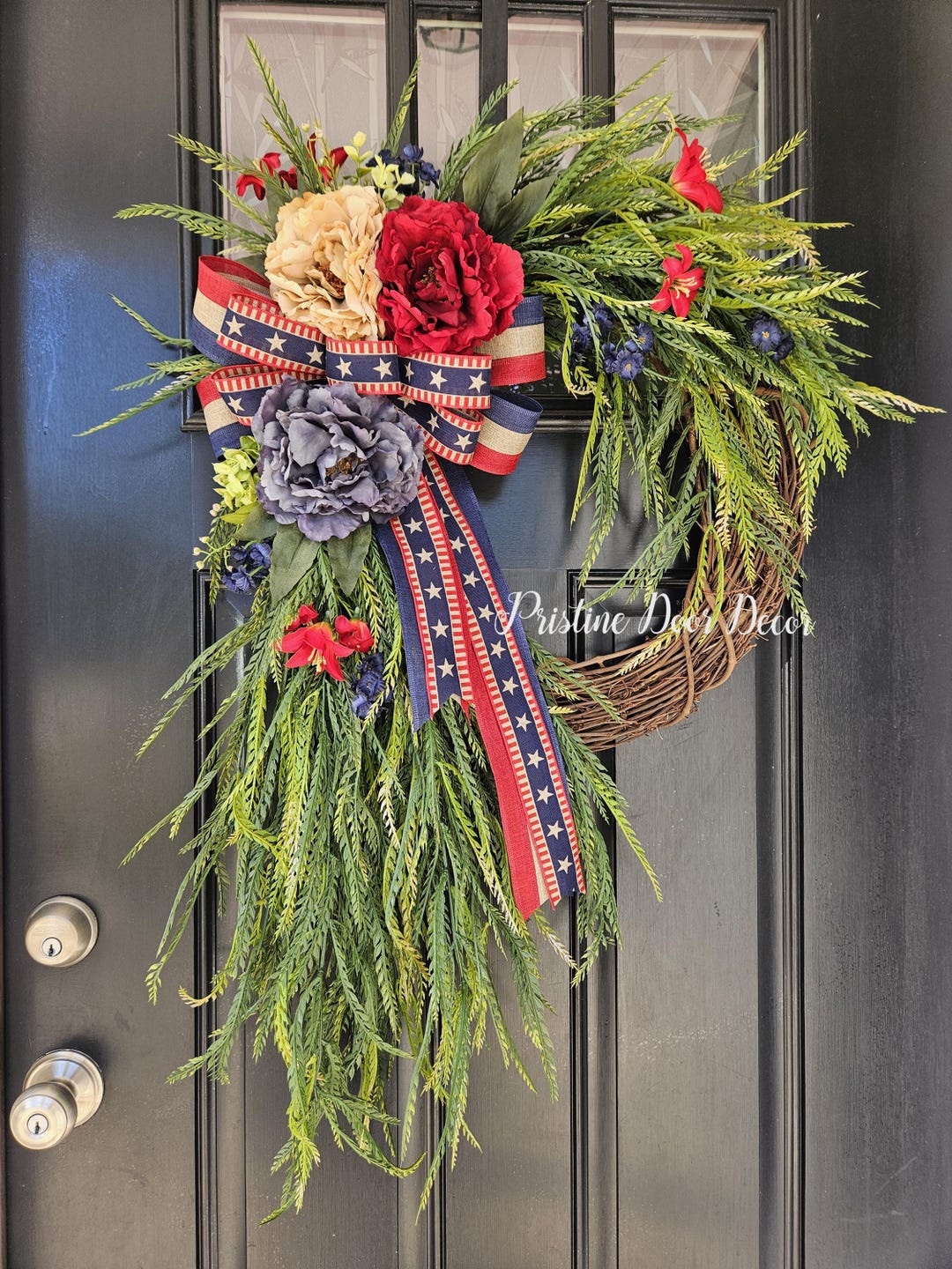 Patriotic Wreath, 4th of July Wreath, Red White and Blue Wreath ...