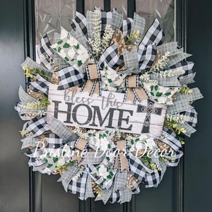 Home Wreath / Farmhouse Wreath /  Front Door Wreath / Everyday Wreath / Religious Wreath / Cotton Blossom Wreath