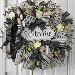Everyday Welcome Wreath, Farmhouse neutral year round wreath for your door, porch decor, welcome wreath, Home Wreath, Hello Wreath