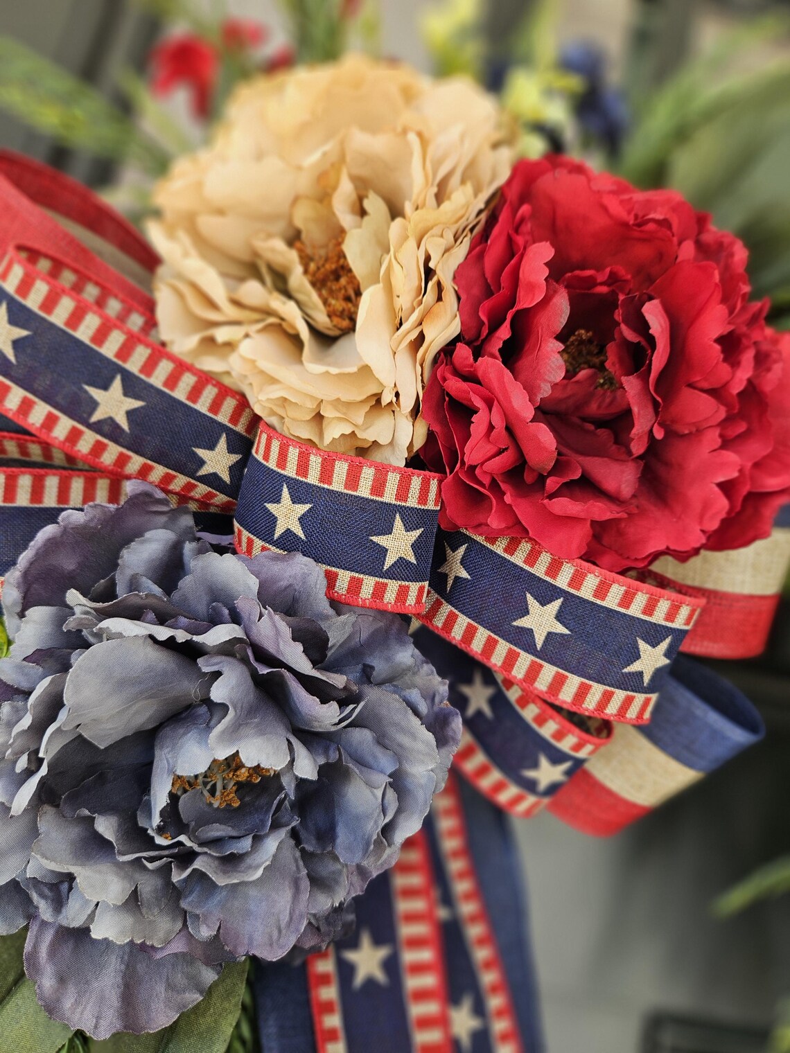 Patriotic Wreath, 4th of July Wreath, Red White and Blue Wreath ...