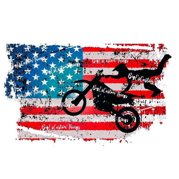 American Dirt-bike Rider png, patriottische dirt bike png, 4 juli dirt bike, Motorfiets, Amerikaanse vlag, s ublimation download, digitale download