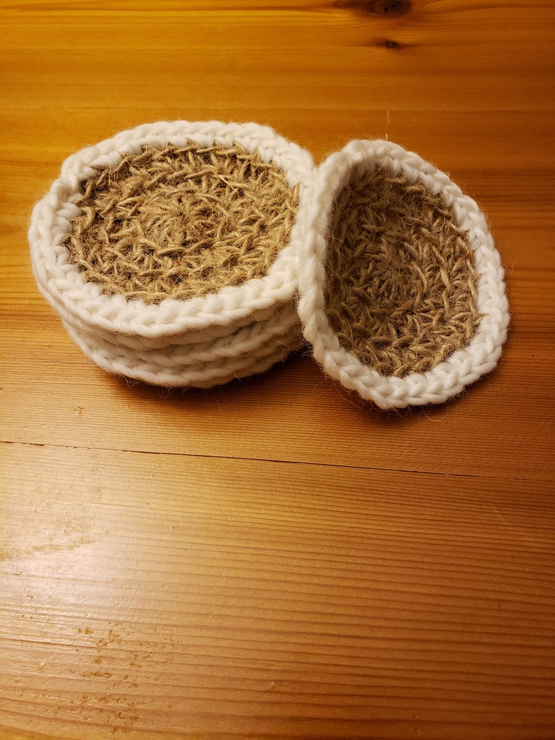 PurelyHandmadeByJazz Crochet Jute Drink Coasters - Thumbnail 3