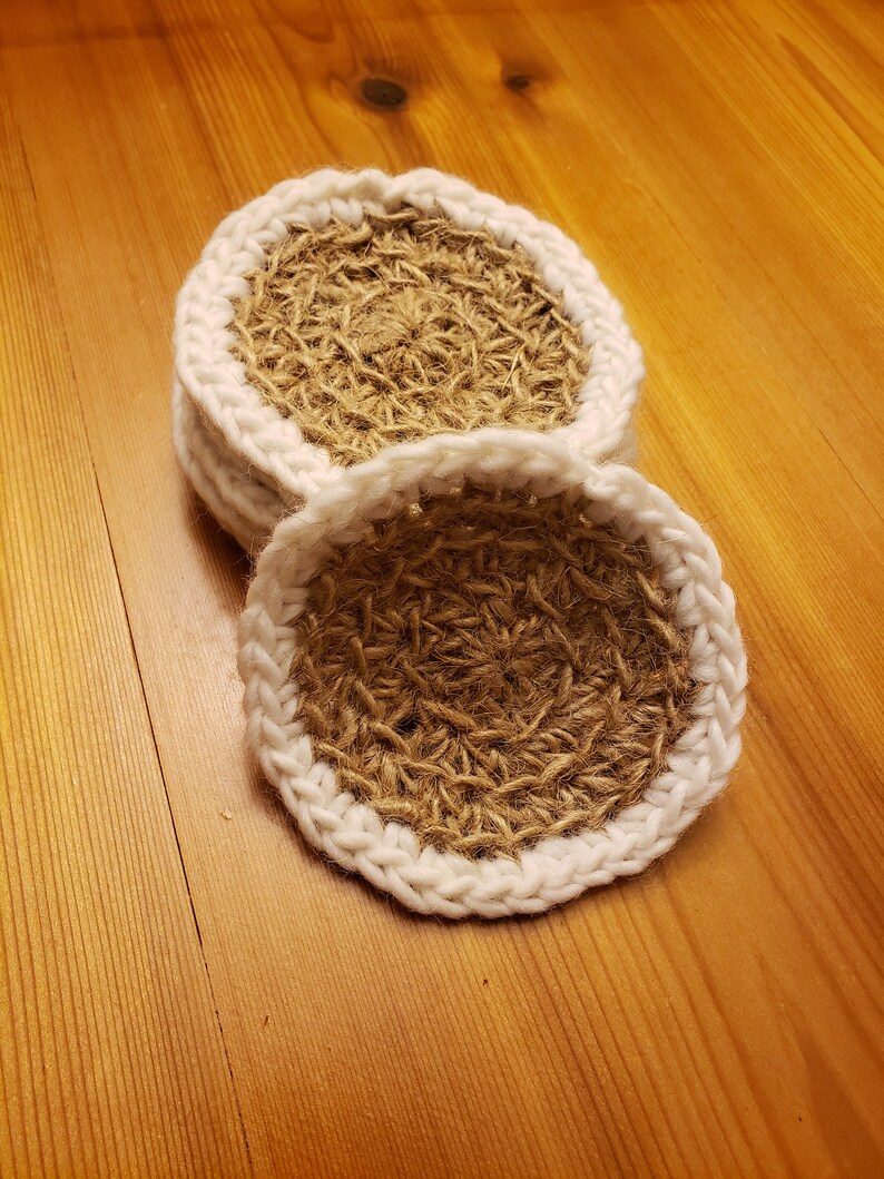 PurelyHandmadeByJazz Crochet Jute Drink Coasters - Thumbnail 2