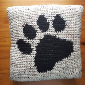 Crochet Paw Print Pillow