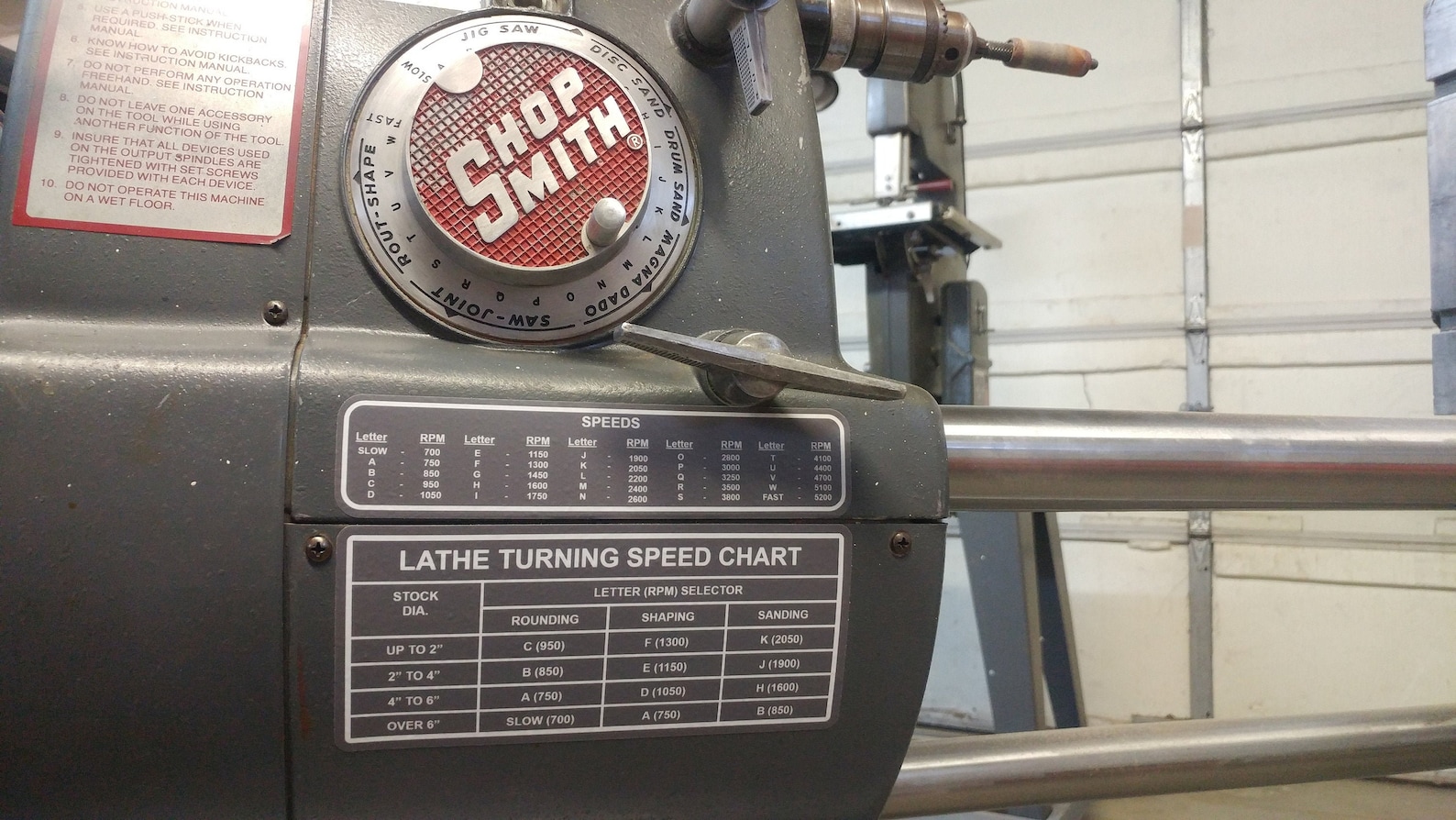 Shopsmith Mark V Speed Chart