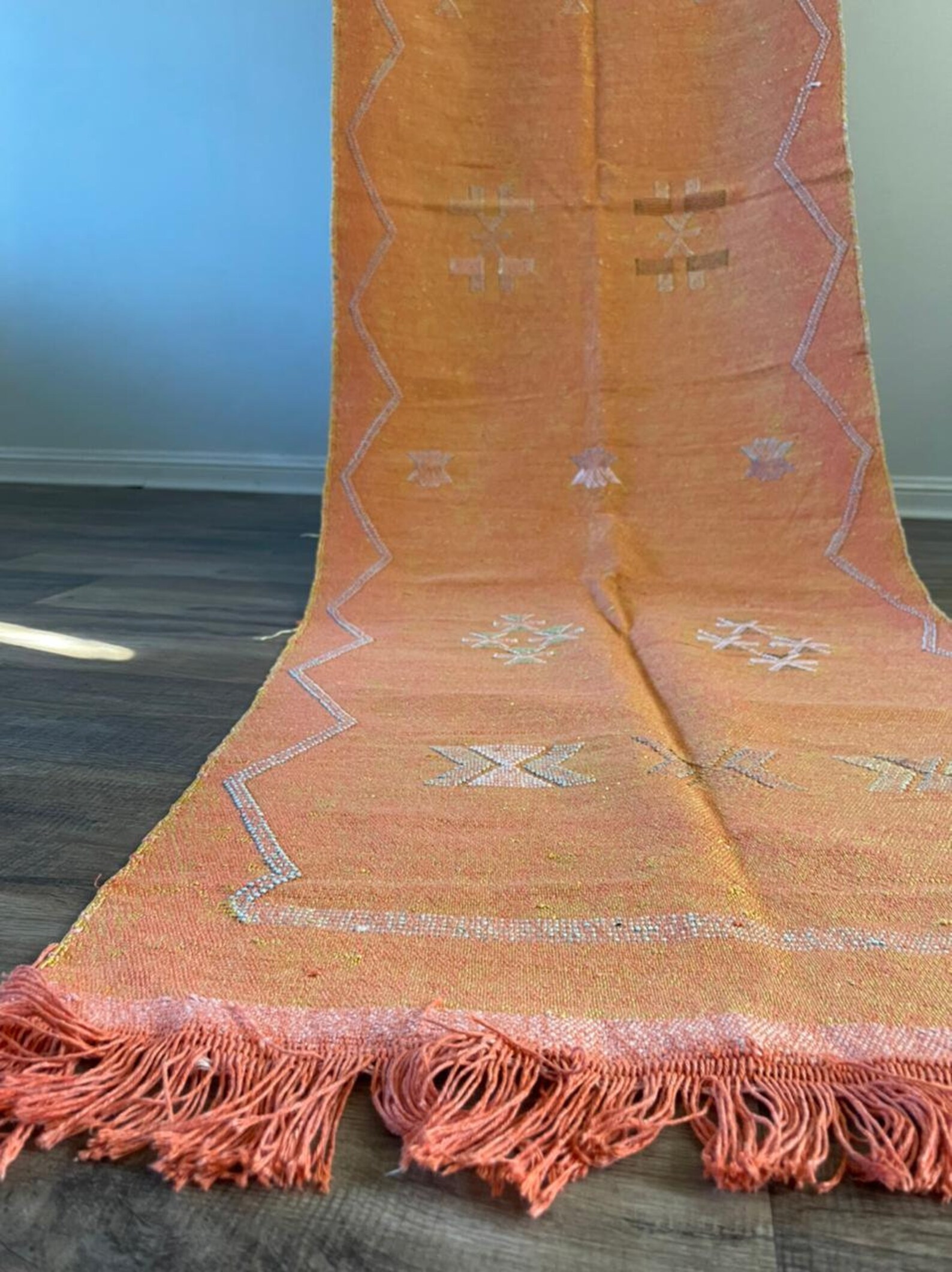 Sabra Rug Moroccan Cactus Silk Rug Moroccan runner orange Etsy