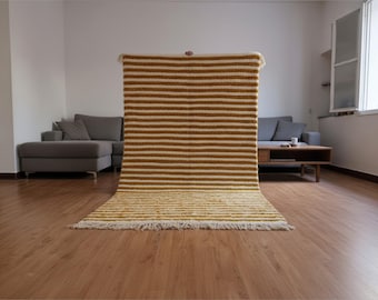 Tappeti per soggiorno, tappeto marocchino giallo senape tessuto a mano, grande tappeto boho a pelo lungo, tappeto geometrico in lana, tappeto, arredamento boho per la casa