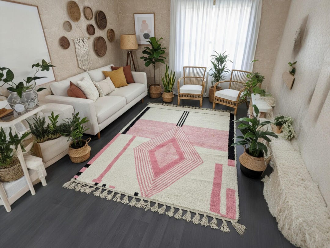 Pink Arabic Rug Wonderful Moroccan Pink Rug, Custom Handmade Berber Rug, Sheep Wool Rug ...