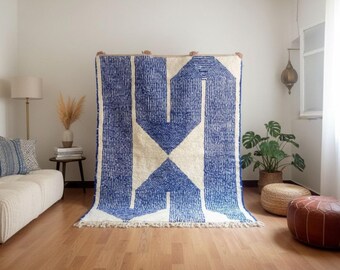 Blue Moroccan Rug,Custom Beni Rug,Moroccan Blue Wool Rug,Gorgeous Blue Area Rug,Authentic Moroccan Rug