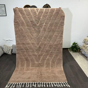Handmade Brown Wool Beni Ourain Rug: Vibrant Moroccan Design