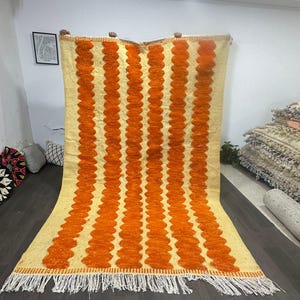 Orange Moroccan Boujaad Rug: Handwoven Berber Wool Rug