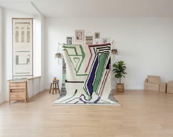 Authentic BENIOURAIN CARPET, Moroccan Handmade Rug, Colourful Rug, Living Room Rug, Handmade Wool Carpet, Azilal Berber Rug, Handwoven Rug