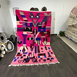 Gorgeous Pink Moroccan Rug, Custom Beni Ourain Rug, Handmade Wool Berber Carpet, Large  Pink Area Rug, Moroccan Home Decor Gift for Her