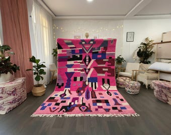 Moroccan rug pink - Beni ourain rug - Wool Berber rug - Custom rug - Handmade rug - Pink rug - Free shipping - Moroccan pink rug