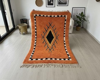 Moroccan Orange Rug, handmade Orange Rug, Moroccan Orange rugs, Living Room, Moroccan Handmade Rugs, gift for her