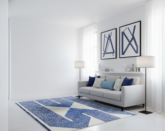 Blue Rug, Moroccan Blue Rug,Handmade Moroccan Blue Rug,gift for her, Modern Living Room Rug,Blue Moroccan Rug
