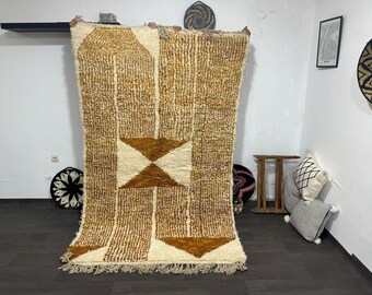 Handmade Beni Ourain Moroccan Rug: Large Geometric Wool Carpet