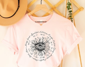 Sunflower Shirt, Christian Shirt, Religious Shirt, Inspirational Shirt, Thankful Grateful Blessed Shirt for Her, Bible Shirt for Women