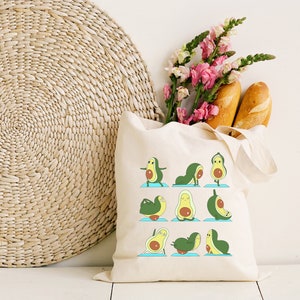 Avocado Yoga Tote Bag, Avocado Lover Tote Bag, Mediation Tote Bag, Yoga Lover Bag, Boho Tote Bag, Avocado Theme Bag