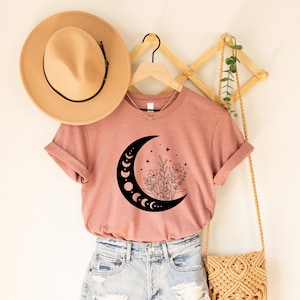 Floral Moon Shirts, Boho Shirts, Beach shirts, Summer Shirt, Birthday Gift, Girl Friends, Shirt for Women, Mother's Day Shirt for Mother