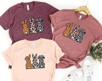 Leopard Easter Bunny Shirt, Happy Easter Shirt for Women, Easter Party Shirt, Easter Bunny Shirt, Happy Easter 2023 Shirt, Cute Easter Shirt