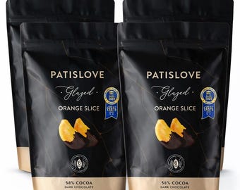 4-pack Dark Chocolate Orange Slice Half Dipped, 80g, 2.82 oz, Bulk Exotic Treats