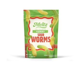 Meltz Gummy Sour Worms, 15oz, Soft Gummies, Swedish Style
