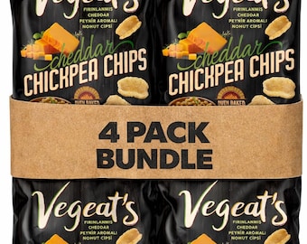 Cheddar Chickpea Chips 4-8-12 packs Oven-Baked, Gluten-Free Vegan Snack, High Protein