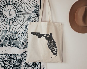 Retro Tote Bag, Florida State  Tote Bag, Florida Lover Tote Bag, Florida Travel Tote Bag, Boho Tote Bag, Shopping Bag