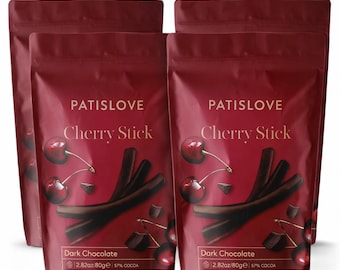 4-pack Dark Chocolate Cherry Stick, 80g, 2.82 oz, Bulk Exotic Treats, Rich Dark Chocolate