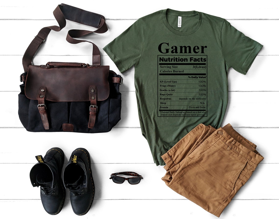 Gamer Nutrition Facts Shirt For Gamers Birthday Gift image 1