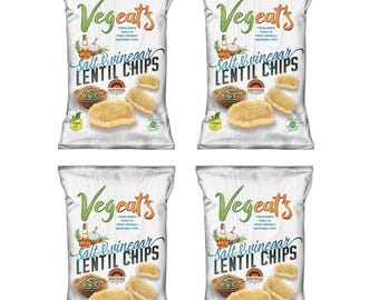 Lentil Chips Salt & Vinegar 4-8-12 packs Vegan Snack, Gluten-Free 50g pack, 1.76oz, High Protein
