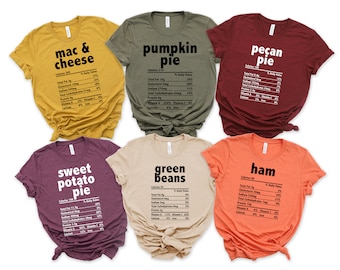 Personalized Thanksgiving Family Nutrition Food Shirts, Funny Thanksgiving Shirts, Funny Shirts, Holiday Family Group Shirts,