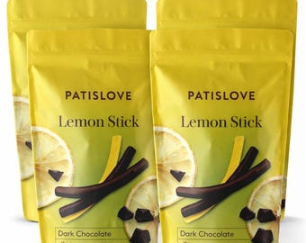 4-pack Dark Chocolate Lemon Stick, 80g, 2.82 oz, Bulk Exotic Treats, Rich Dark Chocolate