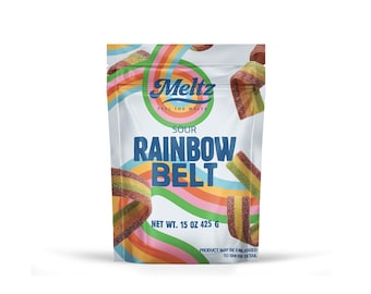 Meltz Gummy Sour Yellow Brown Belts, 15oz, Soft Gummies, Swedish Style