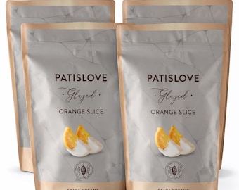 4-pack White Chocolate Orange Slice Half Dipped, 80g, 2.82 oz, Bulk Exotic Treats, Rich White Chocolate