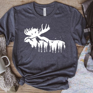 Moose Mountain Unisex Shirt, Adventure is Calling Hiking Tee, Outdoor Shirt, Wilderness Graphic Tee, Cool Outdoors Forest Shirt for him