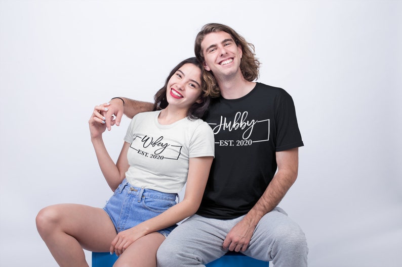 Hubby Wifey Couples Wedding Custom Shirts Unisex Women Men V - Etsy