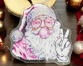 Kerstman discomuts kerstornament, trendy kerstornament, roze kerst, minimalistisch ornament
