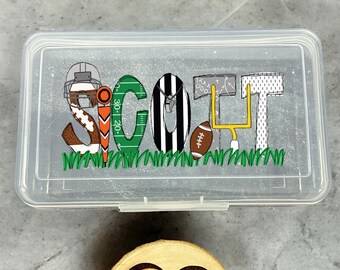 Personalized Pencil Boxes, Football Pencil Box, Back To School Supplies, Art Box, Personalized Pencil Case For Kids, Custom Name Pencil Box