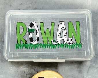 Personalized Pencil Boxes, Soccer Pencil Box, Back To School Supplies, Art Box, Personalized Pencil Case For Kids, Custom Name Pencil Box