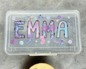 Personalized Pencil Boxes, Mermaid Pencil Box, Back To School Supplies, Art Box, Personalized Pencil Case For Kids, Custom Name Pencil Box